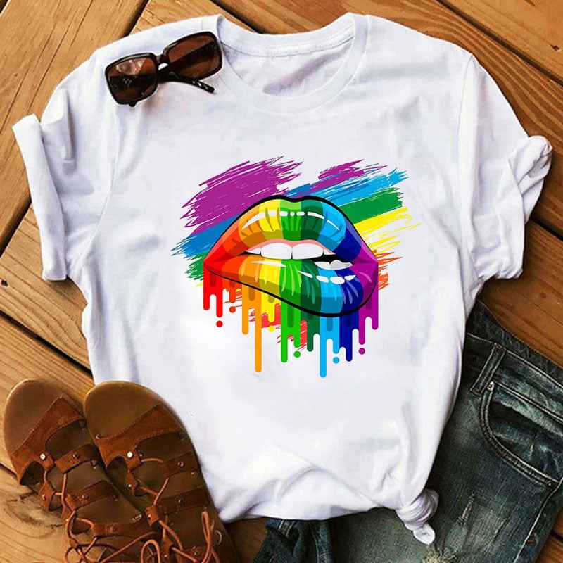 Shut Up Gesture Lips Short Sleeve T-shirt No Letters - VEX CLUB HOUSE