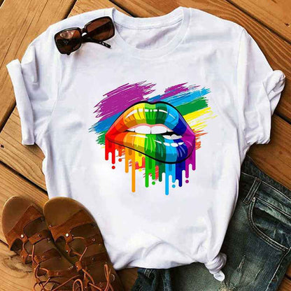 Shut Up Gesture Lips Short Sleeve T-shirt No Letters - VEX CLUB HOUSE