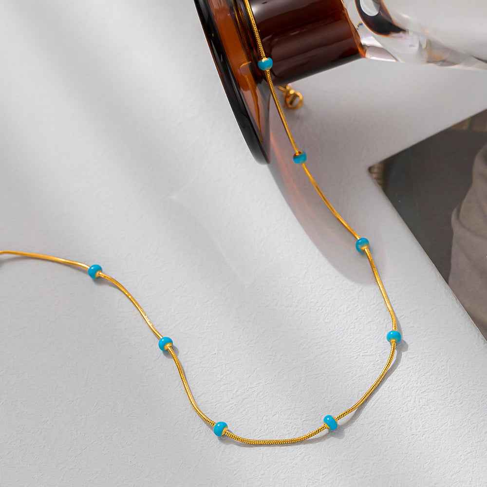 Titanium Steel Ball Drop Glaze Necklace For Women With A Colorless And Advanced Sense, Simple And Versatile Collar Chain Accessories - VEX CLUB HOUSE