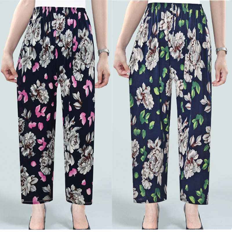 Women's Plus-sized Ice Silk Elastic Pants Cropped Straight - VEX CLUB HOUSE