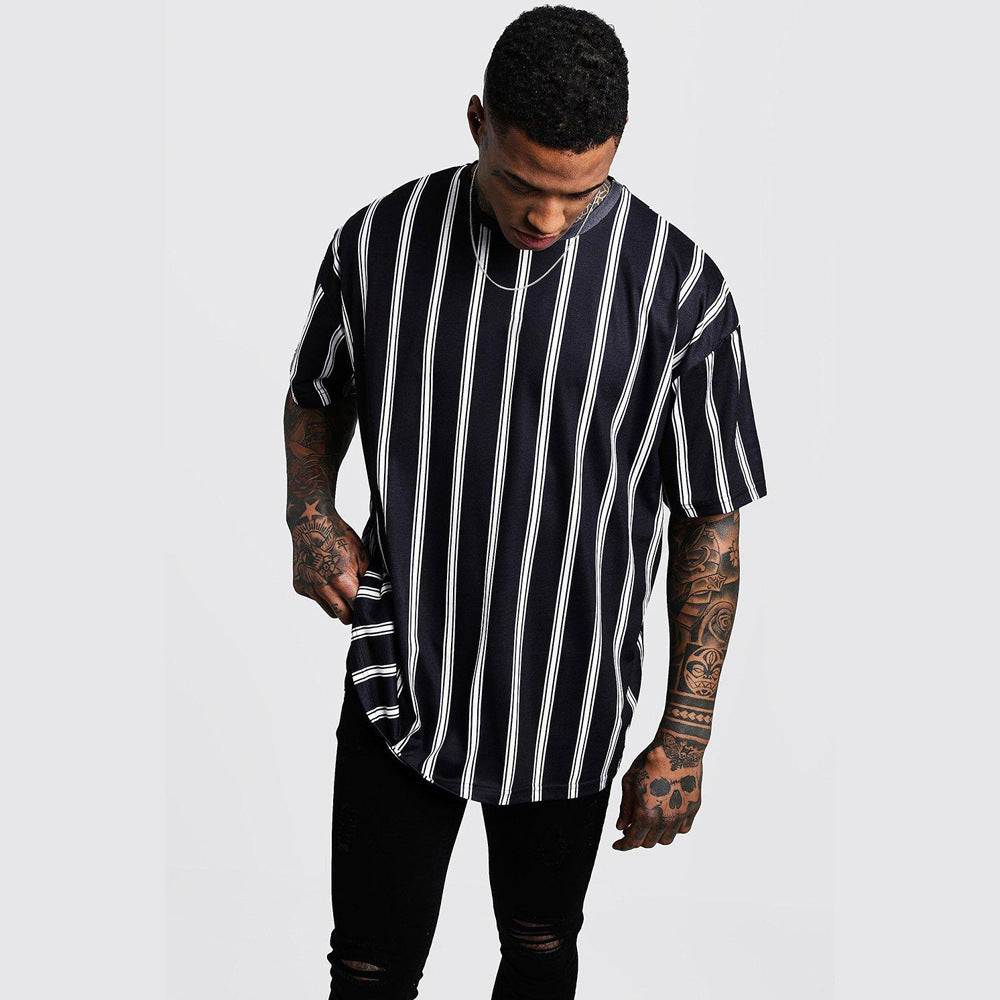 Short-sleeved 3D Printed T-shirt With Simple Stripes - VEX CLUB HOUSE