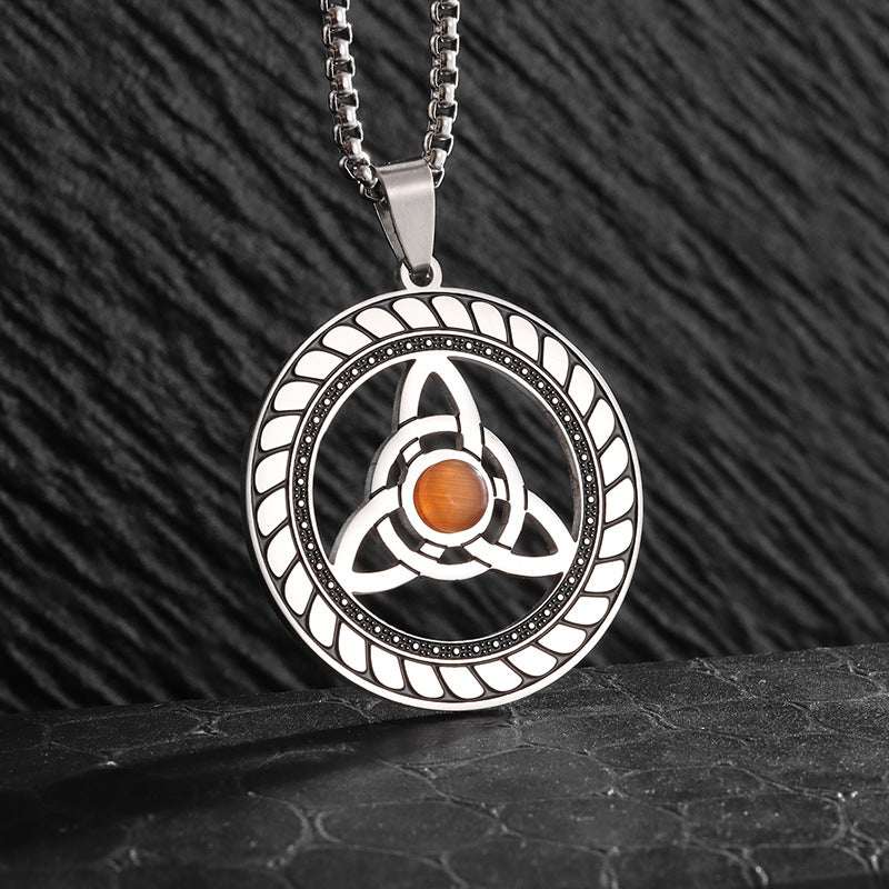 Stainless Steel Witch Knot Pendant Necklace Men Women Silver Jewelry V E X C L U B H O U S E