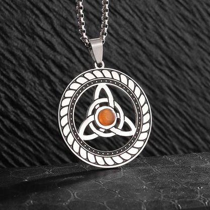 Stainless Steel Witch Knot Pendant Necklace Men Women Silver Jewelry V E X C L U B H O U S E