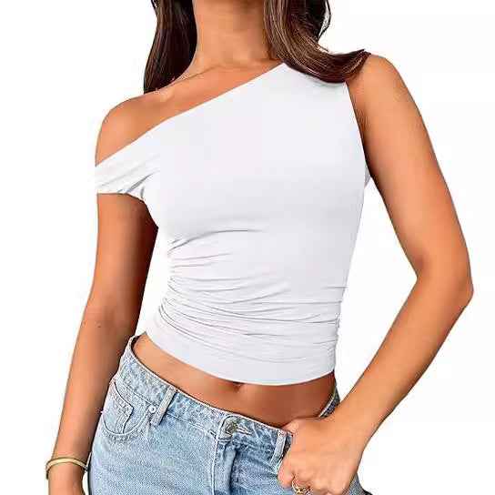 Womens Solid-color Off-shoulder Tank Top - VEX CLUB HOUSE