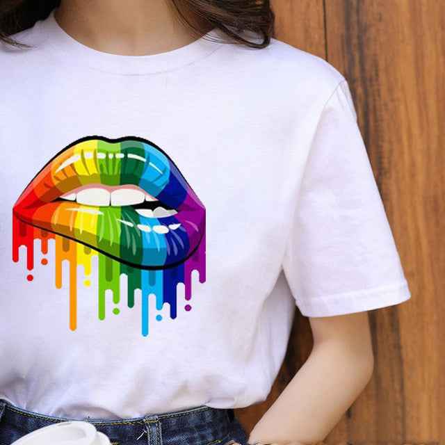 Shut Up Gesture Lips Short Sleeve T-shirt No Letters - VEX CLUB HOUSE