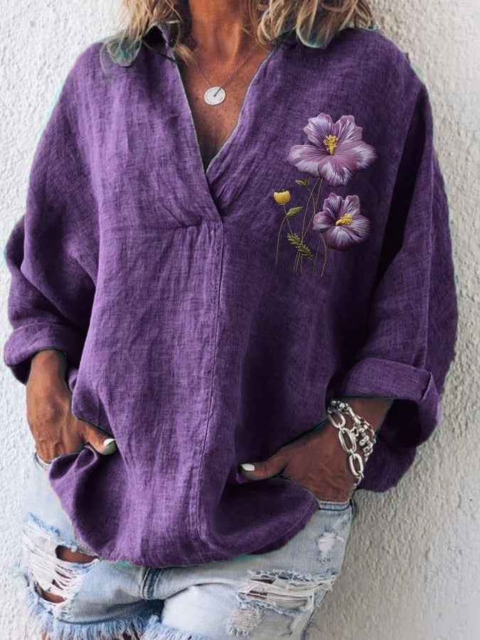 Womens American-style Digitally Printed Linen Shirt - VEX CLUB HOUSE