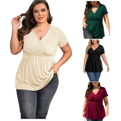 Women's Plus Size T-shirt V-neck Top - VEX CLUB HOUSE