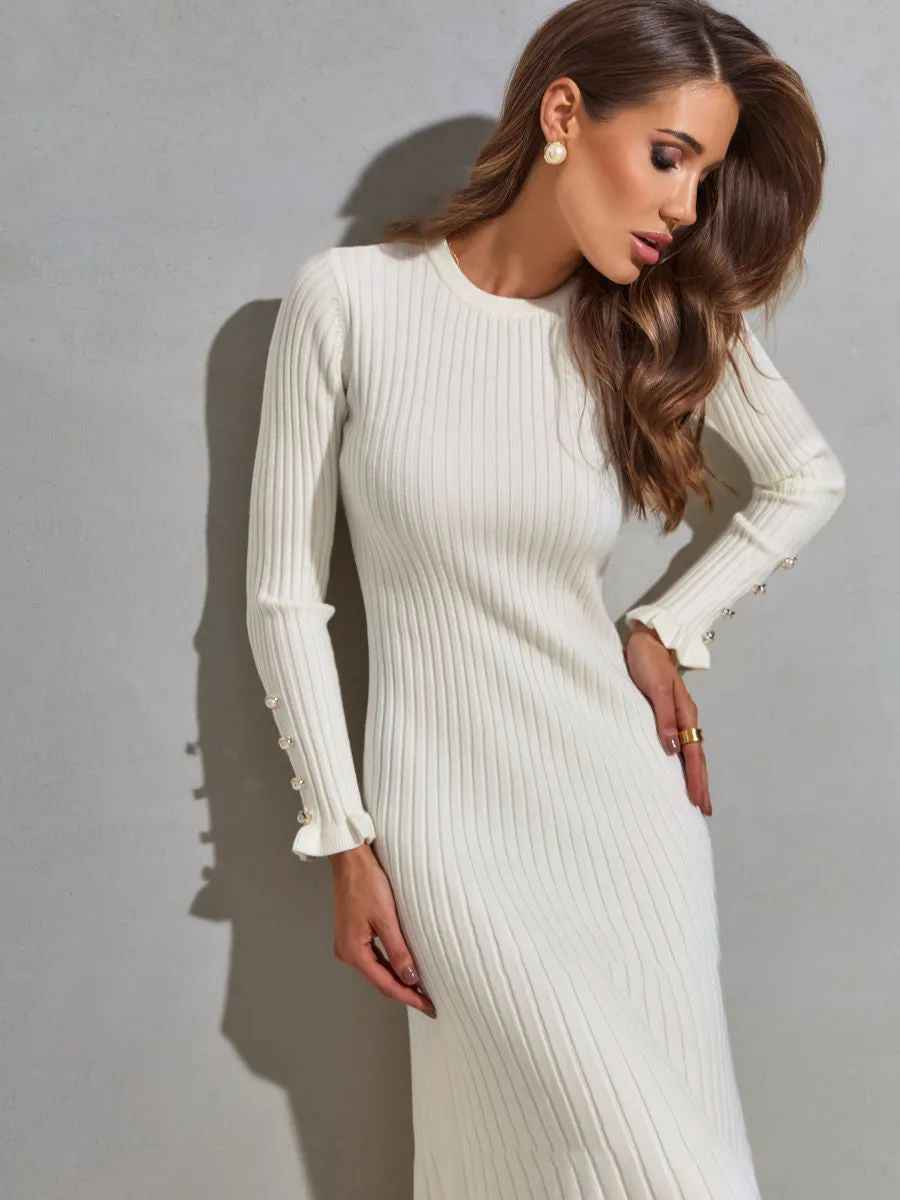 Womens Textured Knit Mid-length Dress - VEX CLUB HOUSE