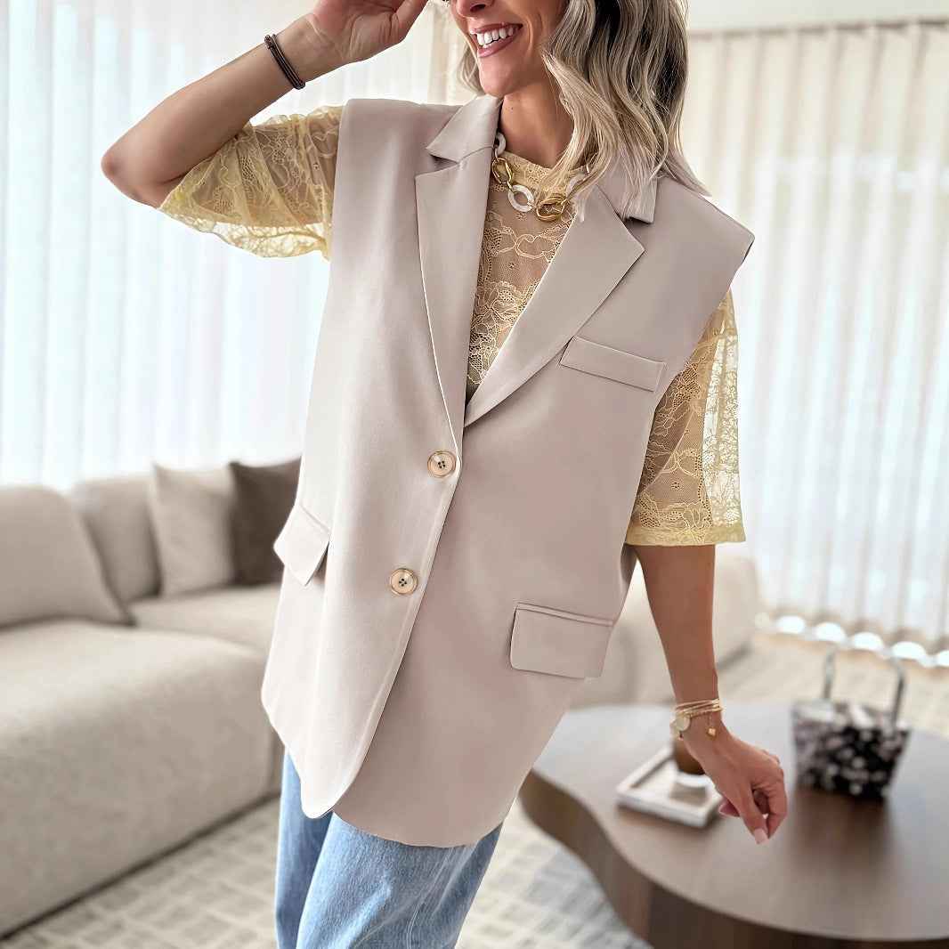 Womens Solid-Color Casual Loose Top Vest - VEX CLUB HOUSE