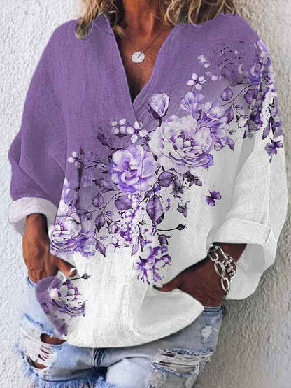 Womens American-style Digitally Printed Linen Shirt - VEX CLUB HOUSE