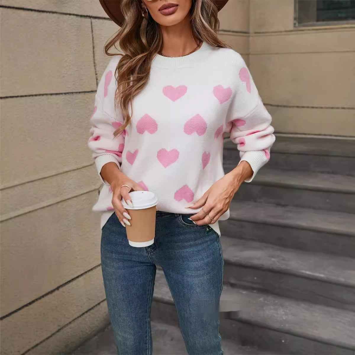 New Womens Heart Shaped Sweater For Valentines Day Crew Neck Plus Size - VEX CLUB HOUSE