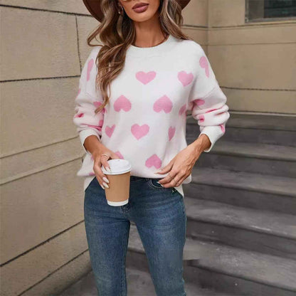 New Womens Heart Shaped Sweater For Valentines Day Crew Neck Plus Size - VEX CLUB HOUSE