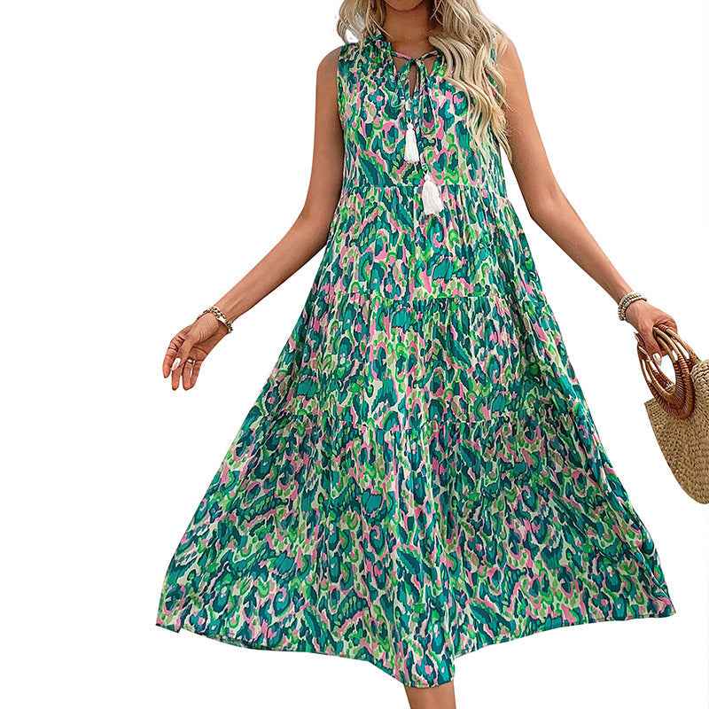 Long Abstract-print Dress For Your Vacation - VEX CLUB HOUSE