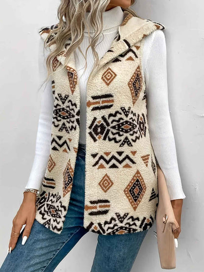 Women's Double-sided Printed Hooded Vest - VEX CLUB HOUSE