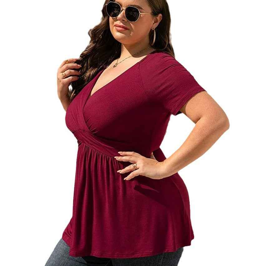 Women's Plus Size T-shirt V-neck Top - VEX CLUB HOUSE