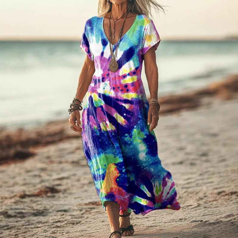 Womens Floral V-Neck Short-Sleeve Dress - VEX CLUB HOUSE