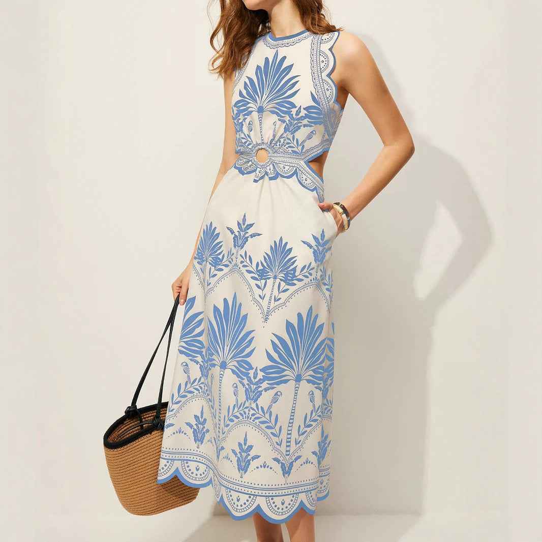 Womens Fashionable Printed Loose Beach Dress - VEX CLUB HOUSE