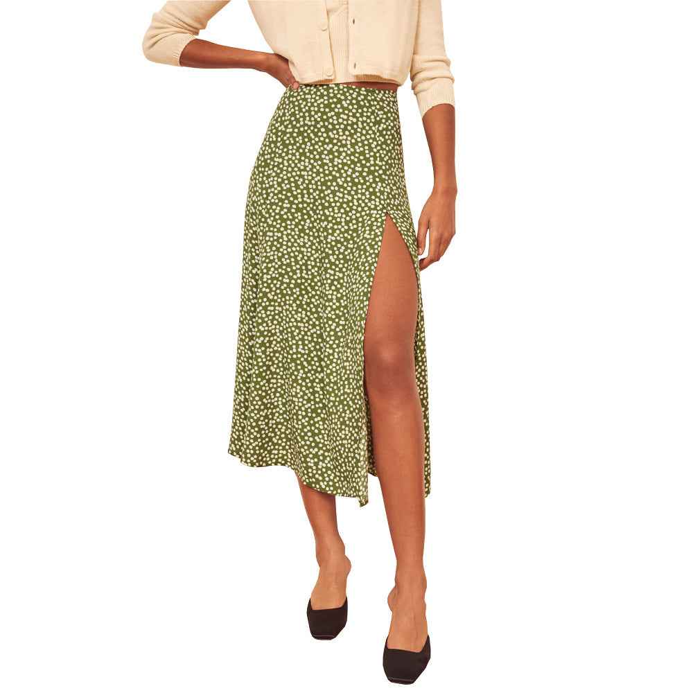 European And American Leopard Print Long Skirt High Waist Slit Hip Skirt - VEX CLUB HOUSE