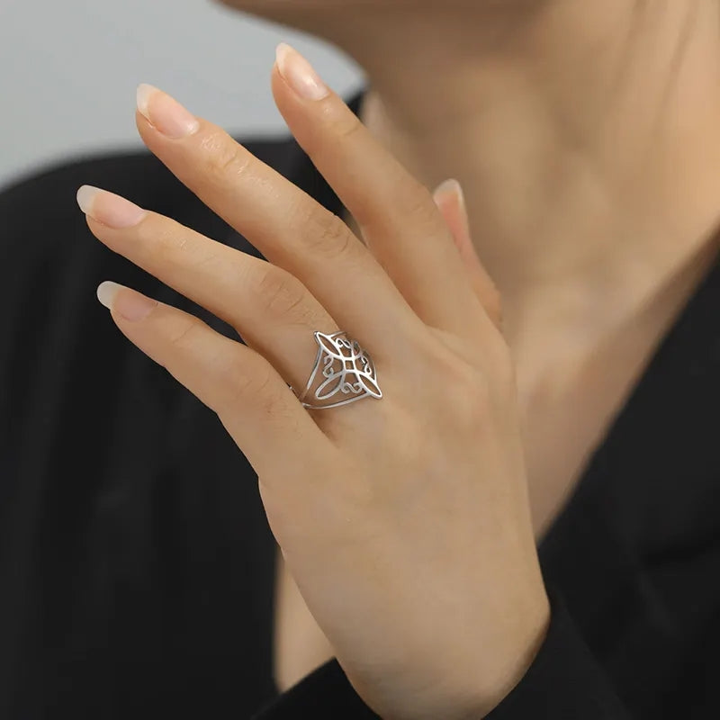 Twisted Infinity Celtic Knot Ring Irish Witch Knot Stainless Steel Rings For Women Men Witchcraft Jewelry - VEX CLUB HOUSE