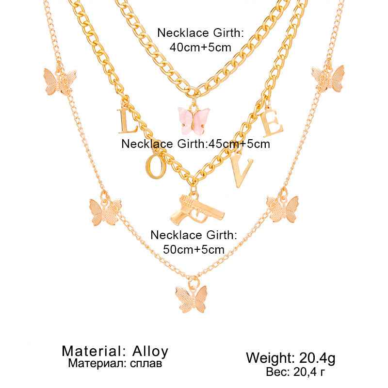 Chain Butterfly Necklace Women Multilayer Pendant Necklace Set Women - VEX CLUB HOUSE