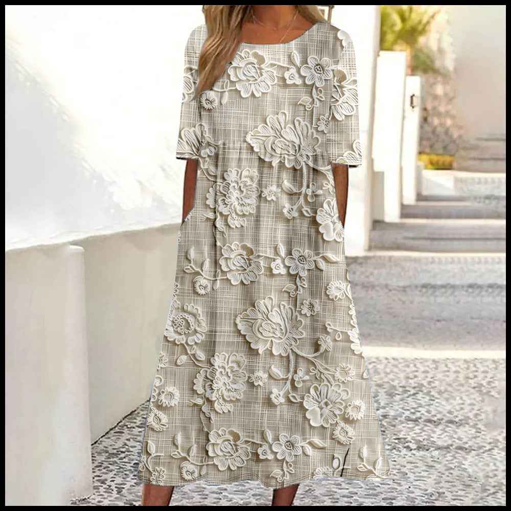 Simple Round Neck Stylish And Elegant Womens Dress - VEX CLUB HOUSE