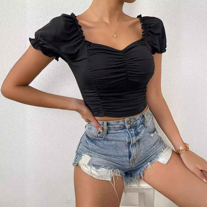 European And American Women's SpringSummer New V-neck Short Sleeve Loose Top - VEX CLUB HOUSE