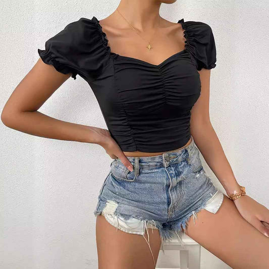 European And American Women's SpringSummer New V-neck Short Sleeve Loose Top - VEX CLUB HOUSE