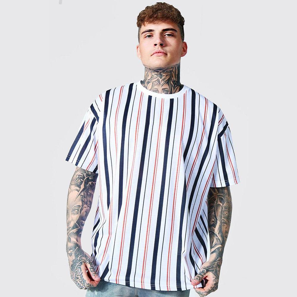 Short-sleeved 3D Printed T-shirt With Simple Stripes - VEX CLUB HOUSE