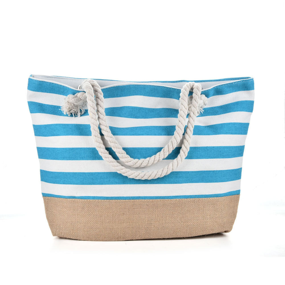 Striped Beach Bag Casual Large Capacity Women Shoulder Bags - VEX CLUB HOUSE