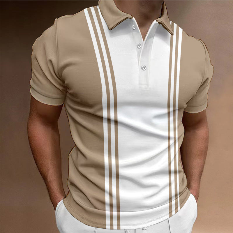 Casual 3 Button Printing Lapel Casual Men's T-shirt - VEX CLUB HOUSE