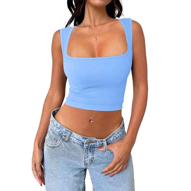 Seamless Square Collar Sleeveless Midriff-baring Fashion Camisole Yoga Stretch Top - VEX CLUB HOUSE