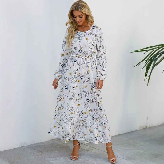 Womens Versatile Round-neck Floral Chiffon Dress - VEX CLUB HOUSE