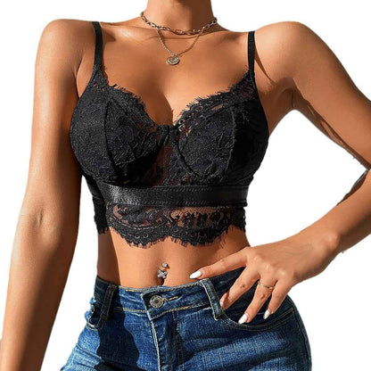 Sheer Mesh Camisole With Spliced Women's Bare Back - VEX CLUB HOUSE
