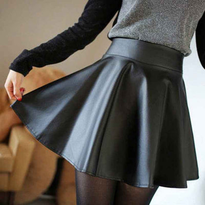 High Waist Pu Leather Skirt Is Thin And Pleated - VEX CLUB HOUSE