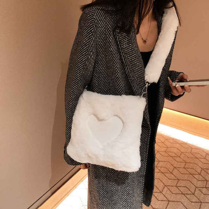 Love Handbags Winter Plush Shoulder Bags For Women
