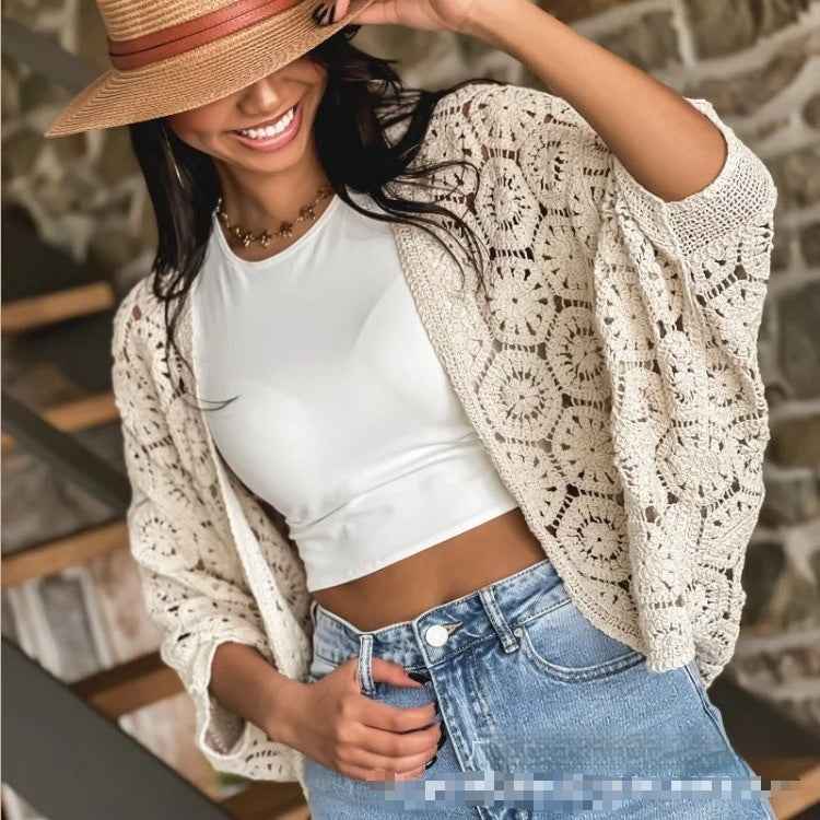 Womens Stylish Lace Hollow-Out Sun-Protective Cardigan - VEX CLUB HOUSE