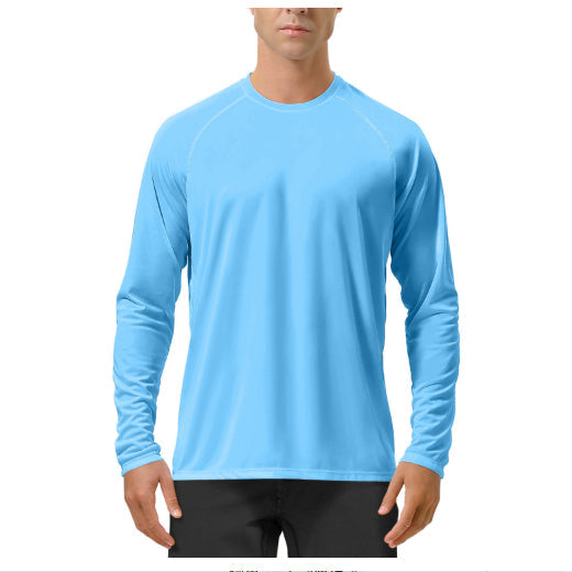 Quick-drying Solid Color Round Neck Sports Training Stretch Sun Protection Long Sleeve - VEX CLUB HOUSE