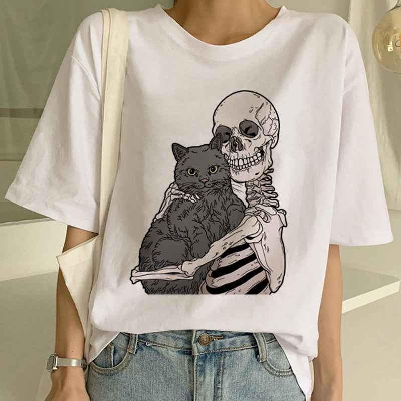 Cat Pocket Print Men And Women Couple Short Sleeve - VEX CLUB HOUSE