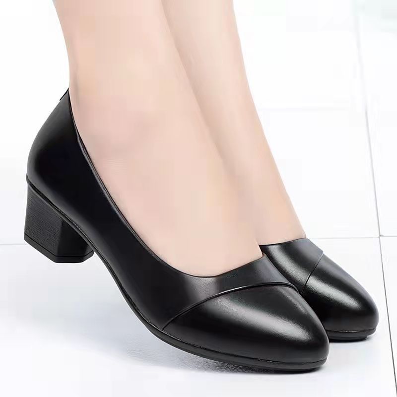 Female Low Heel Soft Bottom Comfortable And Non-slip Fashion Leather Shoes - VEX CLUB HOUSE