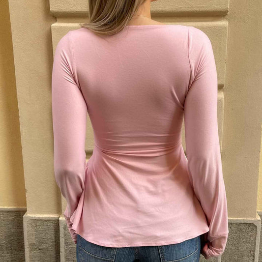 New Relaxed Loose-fit Womens Long-sleeve Top With A Square Neckline - VEX CLUB HOUSE