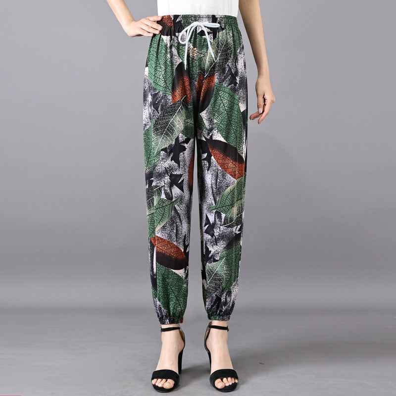 Women's Plus-sized Ice Silk Elastic Pants Cropped Straight - VEX CLUB HOUSE
