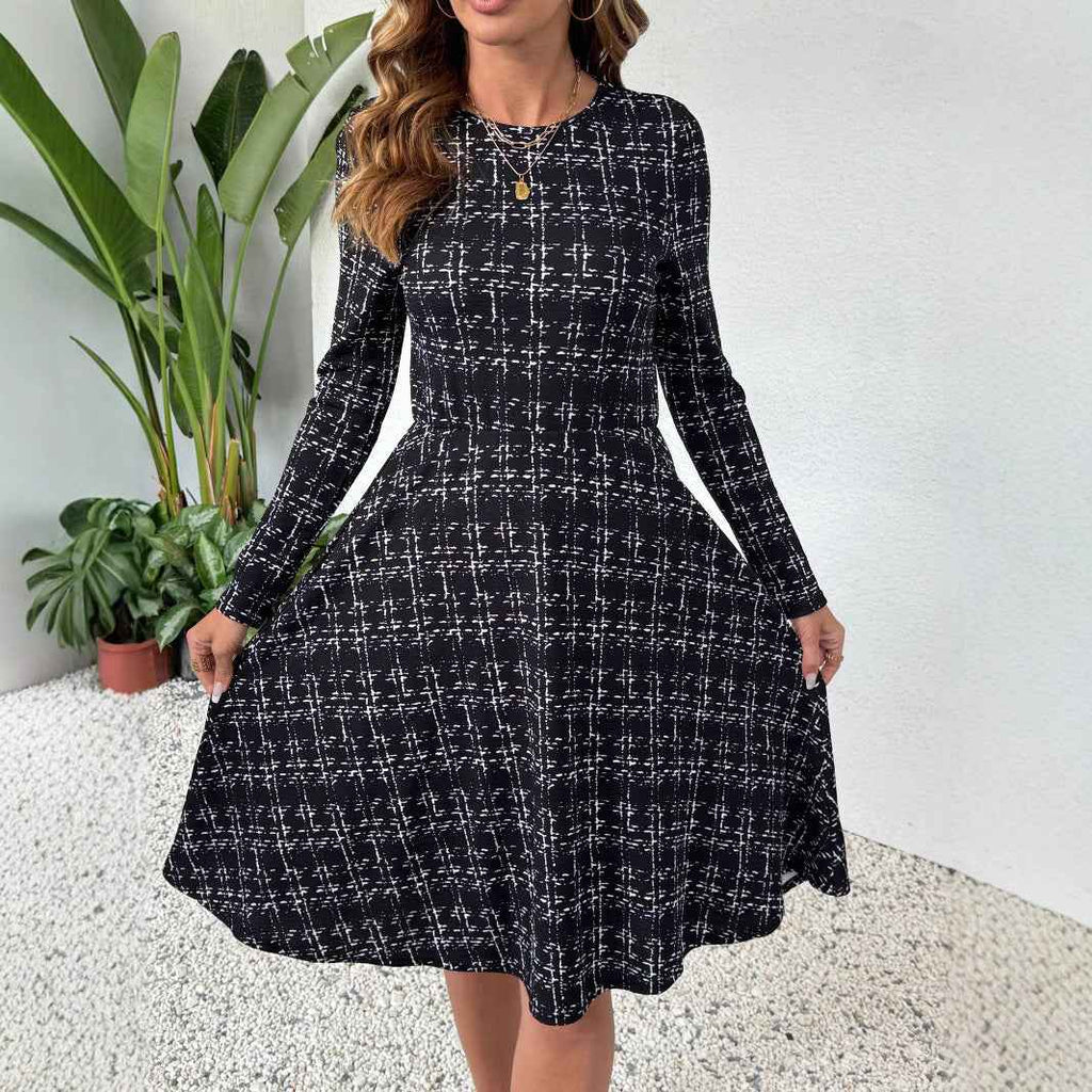 Long-sleeved Cinched Umbrella-style Dress - VEX CLUB HOUSE