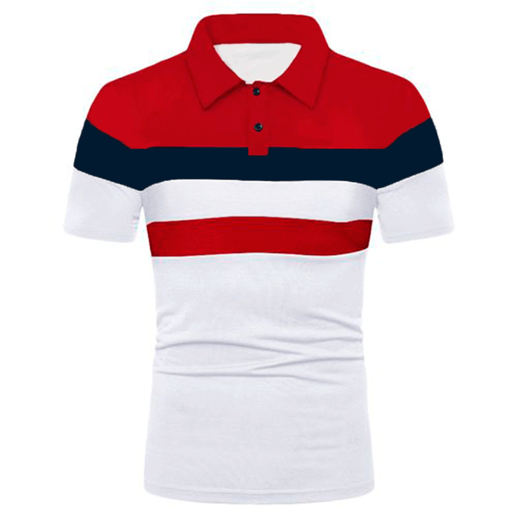 Men's Short Sleeve Chest Three Stripes Color Matching Fashion Short Sleeve - VEX CLUB HOUSE