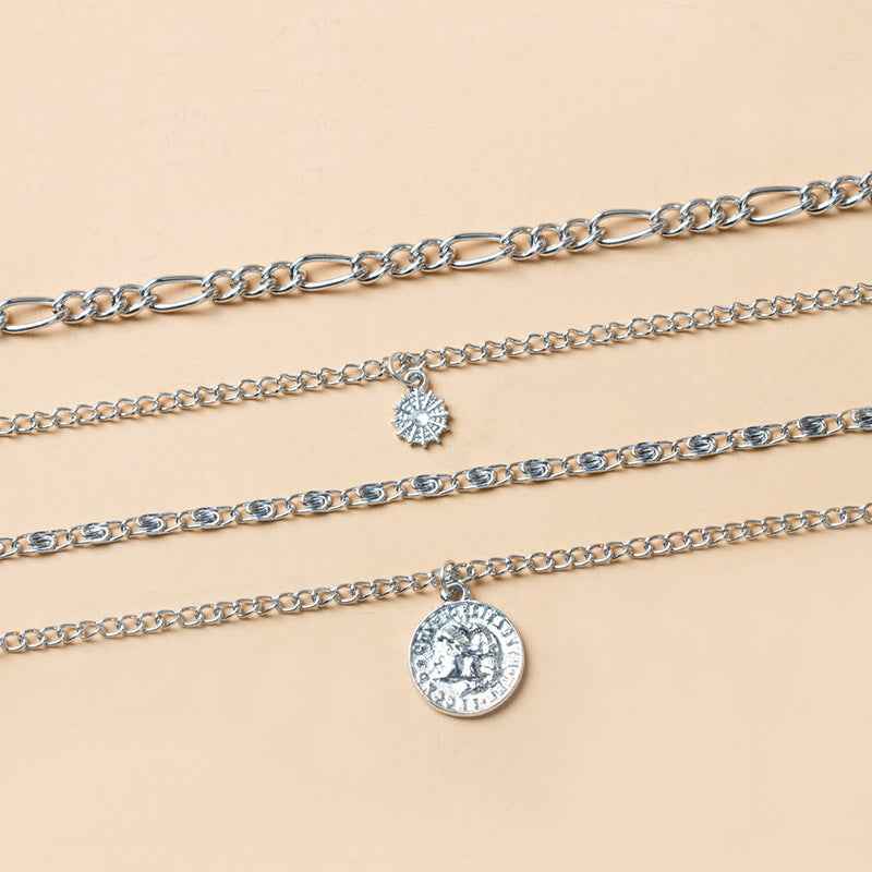 Chunky Gold Necklace Chunky Charm Necklace For Women Layered Gold Necklace For Women Silver Coin Necklace Jewelry Gifts For Women - VEX CLUB HOUSE