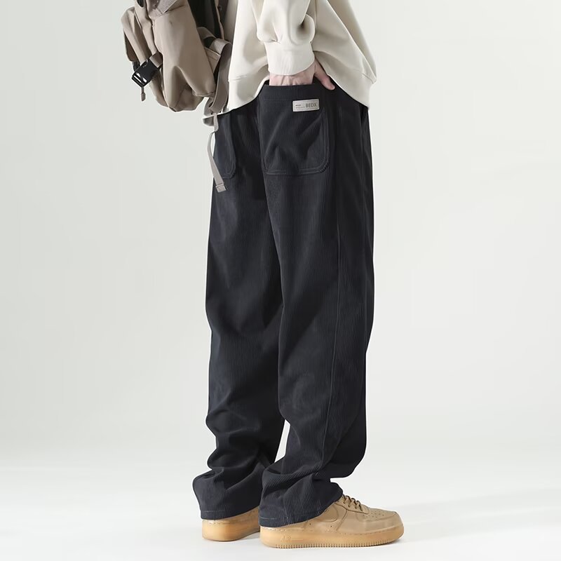 Autumn And Winter Lights Men's American Casual Pants High Street Fashion Brand Straight Flow Wide Leg Long - VEX CLUB HOUSE