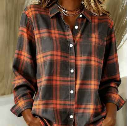 Womens Floral-Print Casual Loose-Fit Long-Sleeve Shirt - VEX CLUB HOUSE