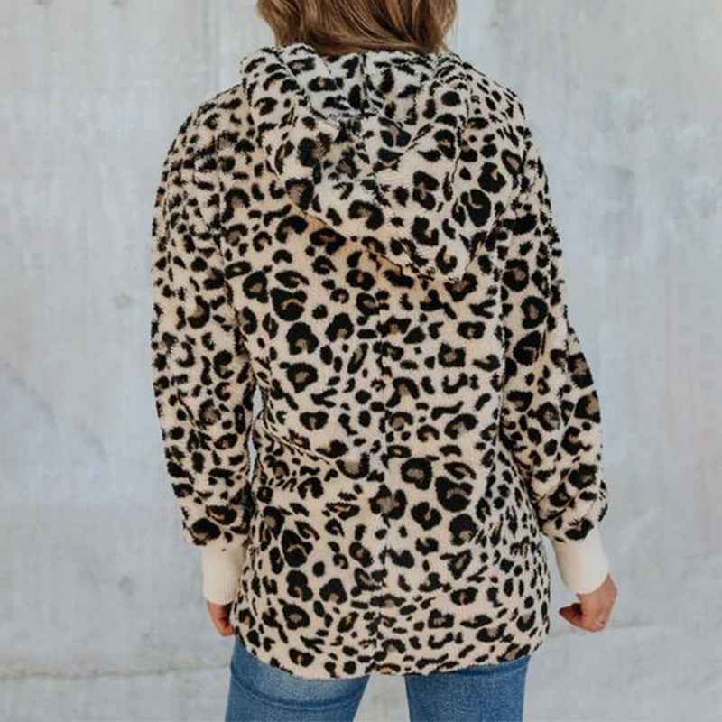 Women's Fashion Slim Leopard Print Hooded Coat - VEX CLUB HOUSE