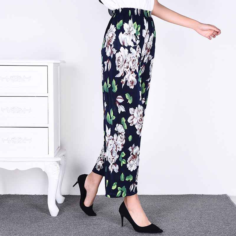 Women's Plus-sized Ice Silk Elastic Pants Cropped Straight - VEX CLUB HOUSE