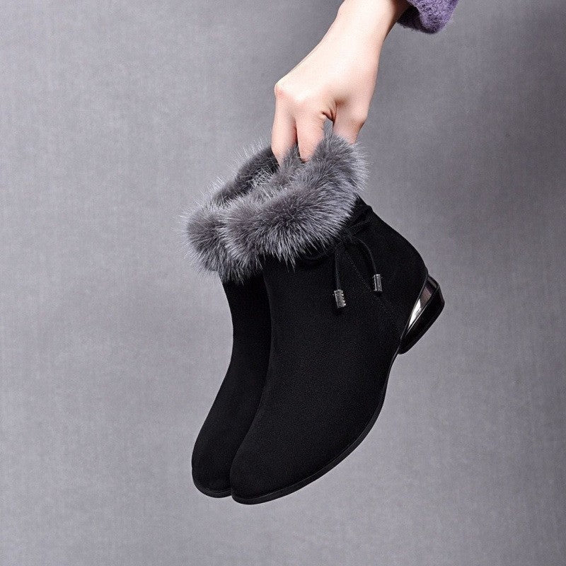 New Fleece Lined Round Toe Short Boots For Women - VEX CLUB HOUSE