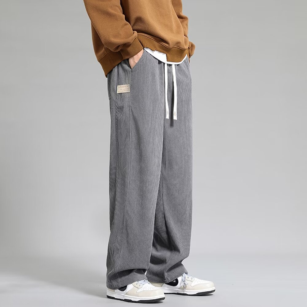 Autumn And Winter Lights Men's American Casual Pants High Street Fashion Brand Straight Flow Wide Leg Long - VEX CLUB HOUSE